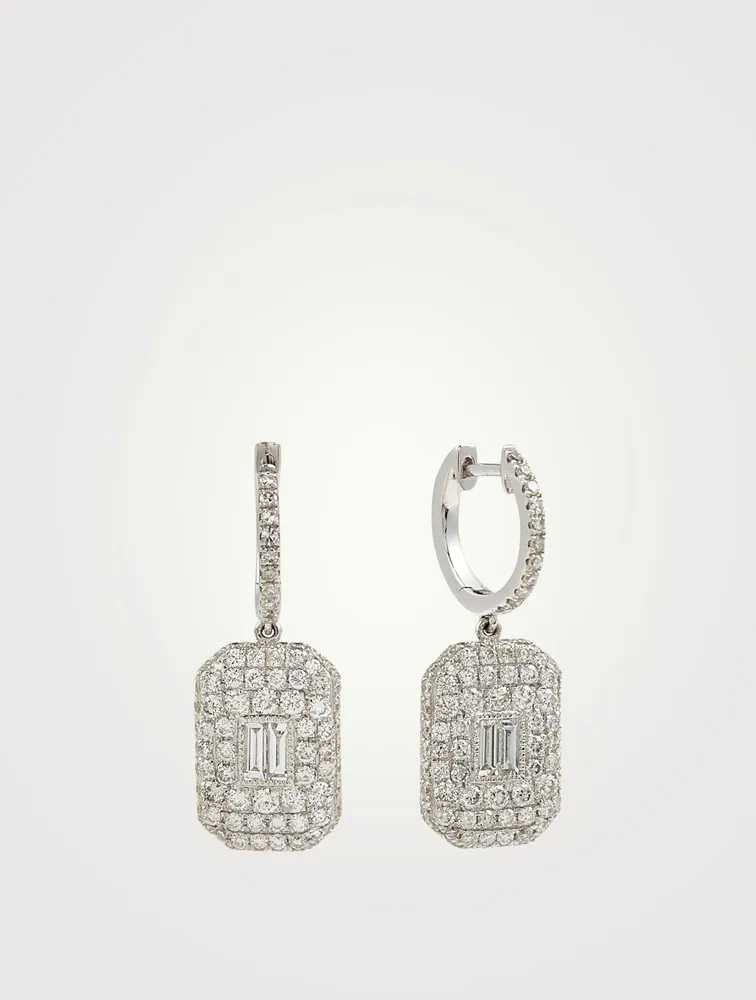 18K White Gold Drop Earrings With Diamonds