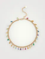 18K Rose Gold Rainbow Baguette Gold Link Choker Necklace