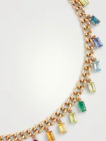 18K Rose Gold Rainbow Baguette Gold Link Choker Necklace