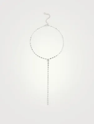 18K White Gold Illusion Y-Drop Necklace With Diamonds