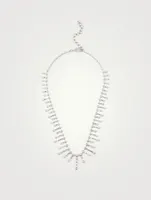 18K White Gold Fishbone Necklace With Diamonds