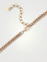 Mini 18K Rose Gold Link Necklace With Diamonds