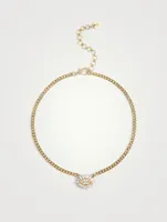 18K Gold Evil Eye Link Necklace With Diamonds