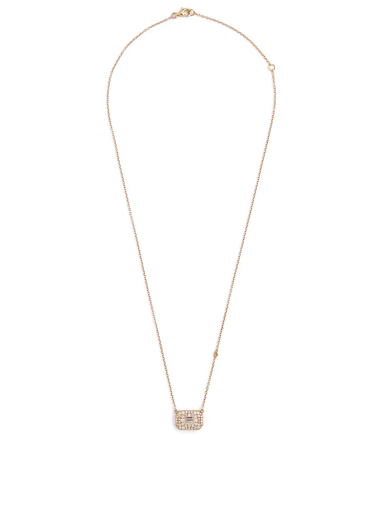 18K Rose Gold Pendant Necklace With Diamonds