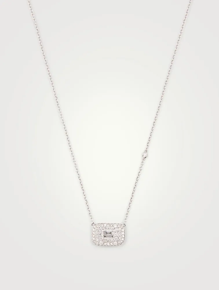 18K White Gold Pendant Necklace With Diamonds