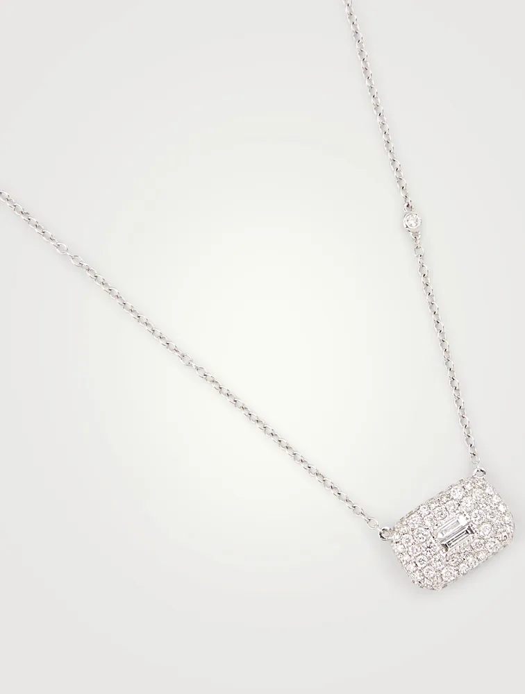 18K White Gold Pendant Necklace With Diamonds