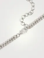 Mini 18K White Gold Link Choker Necklace With Diamonds