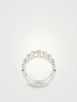 18K White Gold Dot Dash Ring With Diamonds