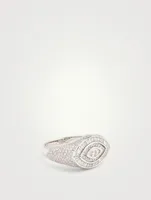 18K White Gold Evil Eye Ring With Diamonds