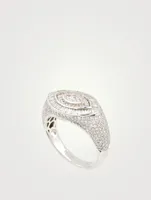 18K White Gold Evil Eye Ring With Diamonds
