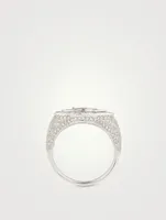 18K White Gold Evil Eye Ring With Diamonds