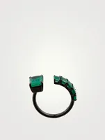 18K Black Gold Floating Emerald Ring