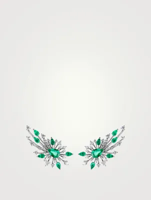Luminus 18K White Gold Earrings With Emerald And Diamonds