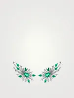 Luminus 18K White Gold Earrings With Emerald And Diamonds