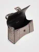 XS Hourglass Metallic Croc-Embossed Leather Top Handle Bag