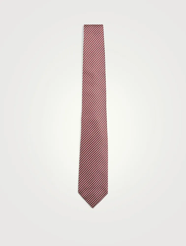 Silk Jacquard Tie In Striped Print