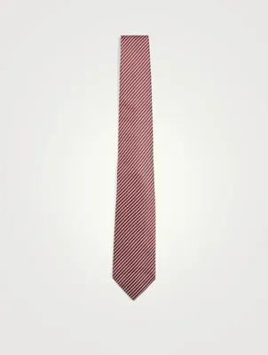 Silk Jacquard Tie In Striped Print