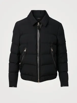 Down Quilted Blouson Jacket With Leather Detail