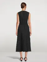 Seersucker Organza Midi Dress With Belt