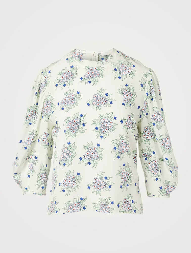 Crêpe De Chine Silk Blouse Floral Print