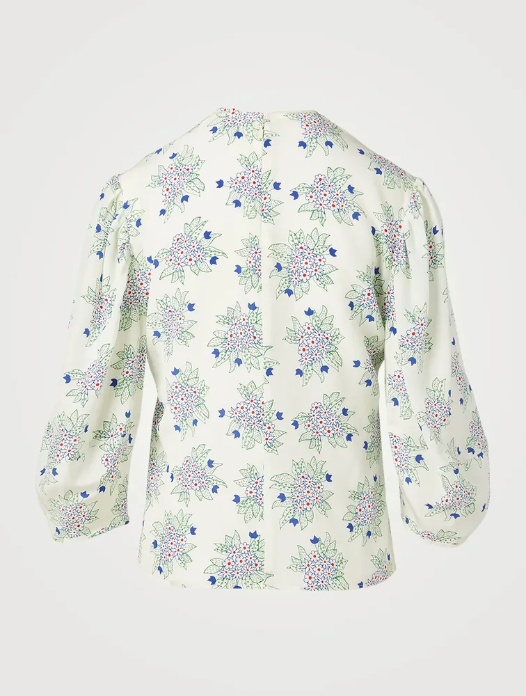 Crêpe De Chine Silk Blouse Floral Print