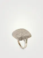 Silver Domed Ring With Diamonds
