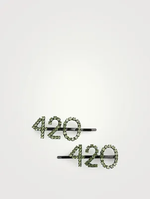 Set Of Two 420 Crystal Hair Pins