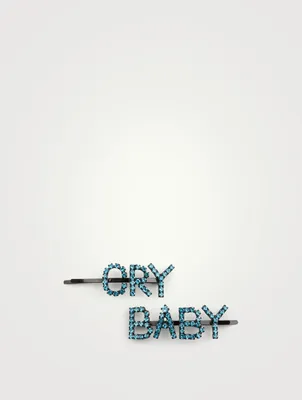 Set Of Two Cry Baby Crystal Hair Pins