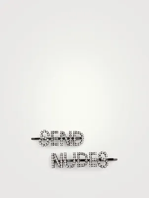 Set Of Two Send Nudes Crystal Hair Pins