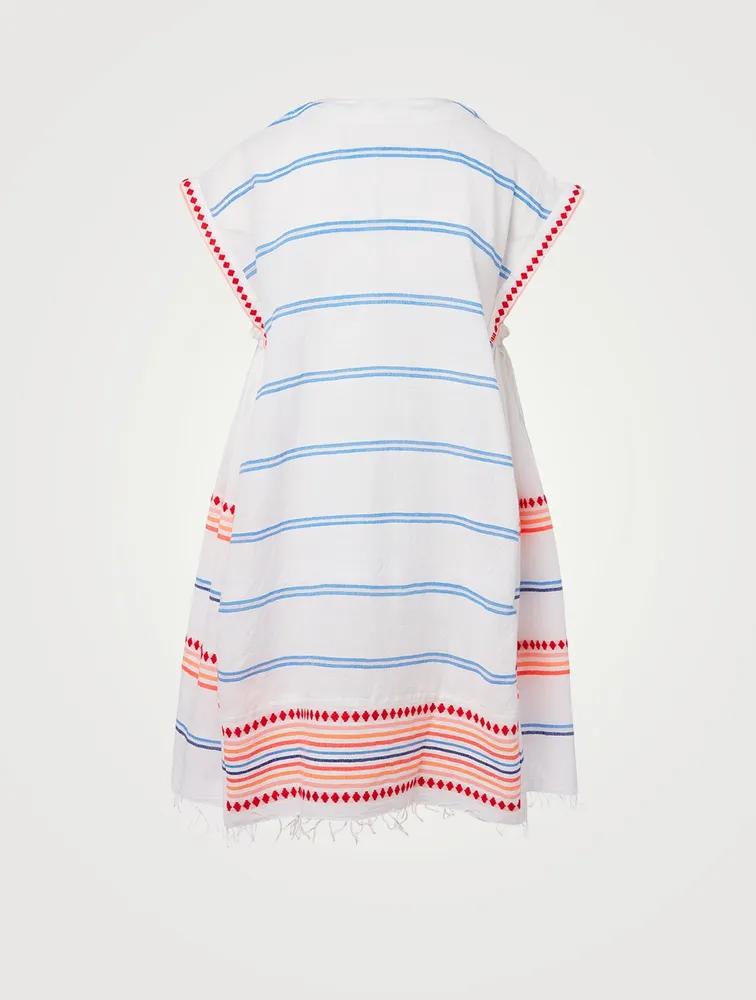 Hiwat Cotton Caftan Dress Striped Print