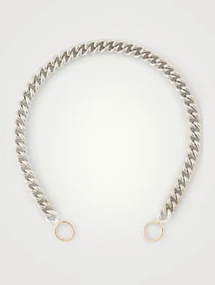 Sterling Silver Heavy Curb Chain With Gold Loops