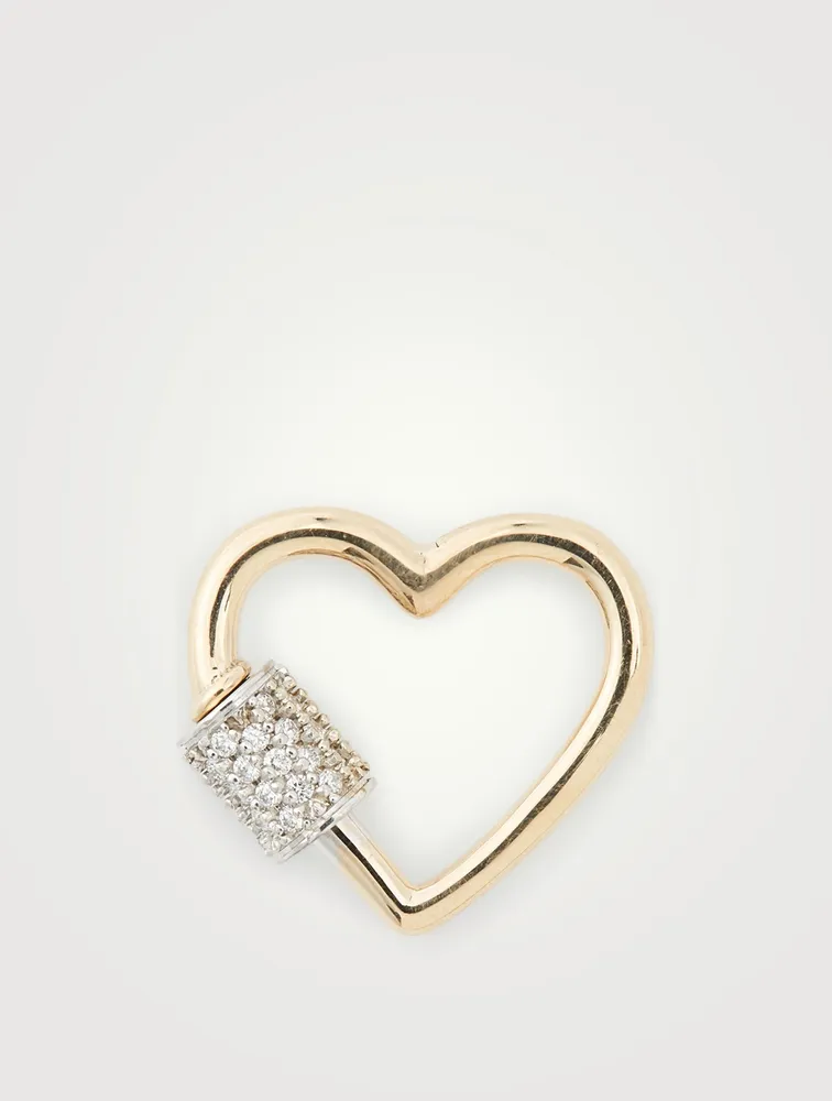 14K Yellow Gold Baby Heart Lock With Diamonds