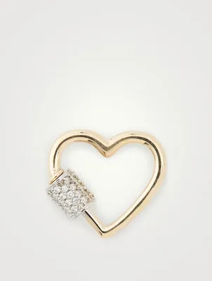 14K Yellow Gold Baby Heart Lock With Diamonds