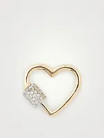 14K Yellow Gold Baby Heart Lock With Diamonds