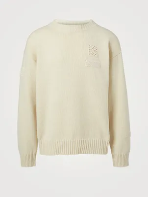 Wool Crewneck Sweater With Patch