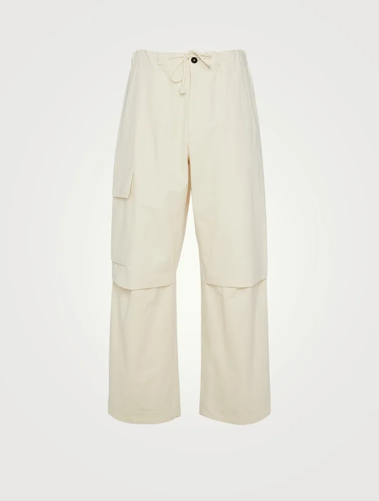Washed And Textured Cotton Cargo Pants