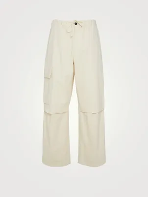 Washed And Textured Cotton Cargo Pants