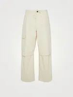 Washed And Textured Cotton Cargo Pants