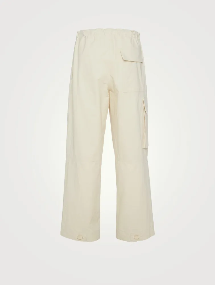 Washed And Textured Cotton Cargo Pants