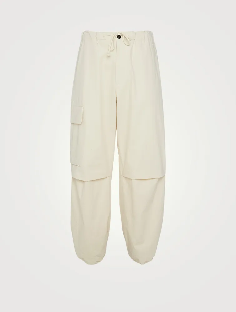 Washed And Textured Cotton Cargo Pants