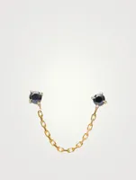 14K Gold Black Diamond Linked Chain Earring