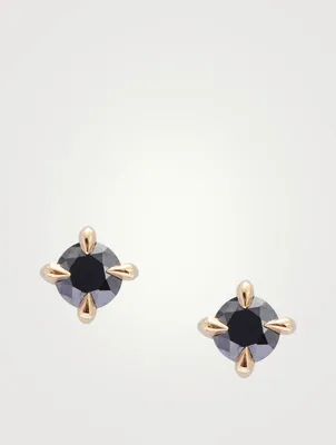 14K Gold Black Diamond Stud Earrings