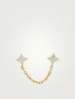 18K Gold Linked Chain Earring With Diamonds