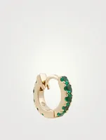 14K Gold Huggie Earring With Emeralds