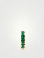 14K Gold Huggie Earring With Emeralds