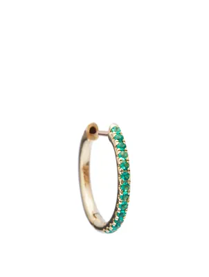 14K Gold Hoop Earring With Emeralds