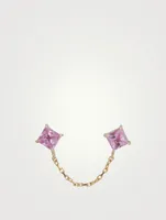 14K Gold Linked Earring With Pink Sapphire