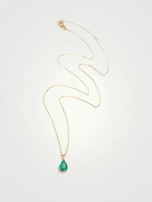 18K Gold Emerald Dewdrop Necklace