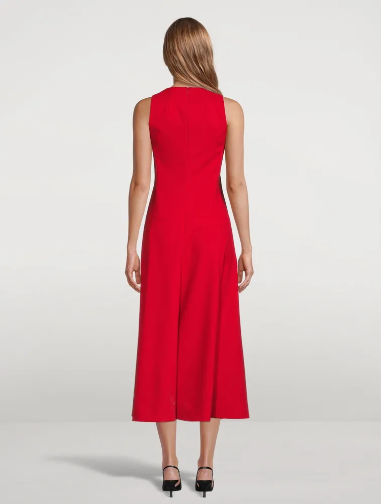 Cotton Twill Sleeveless Midi Dress