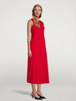 Cotton Twill Sleeveless Midi Dress